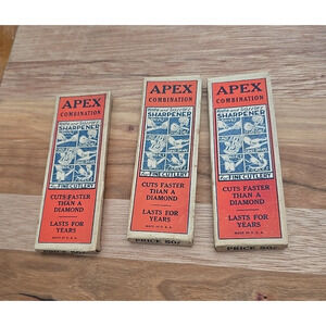 Lot of 3 Vtg Apex Combination Stainless Glass Cutter Knife & Scissors Sharpeners